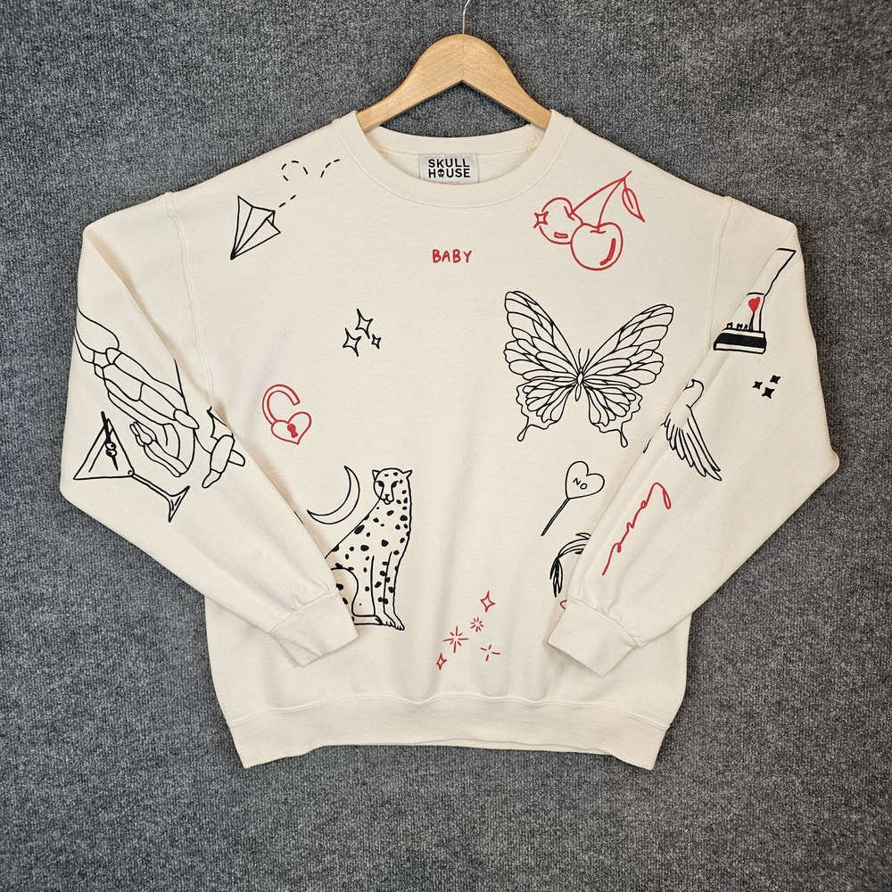 Skull House "Baby" Graphic Crew Neck Sweater (S/M) UNISEX